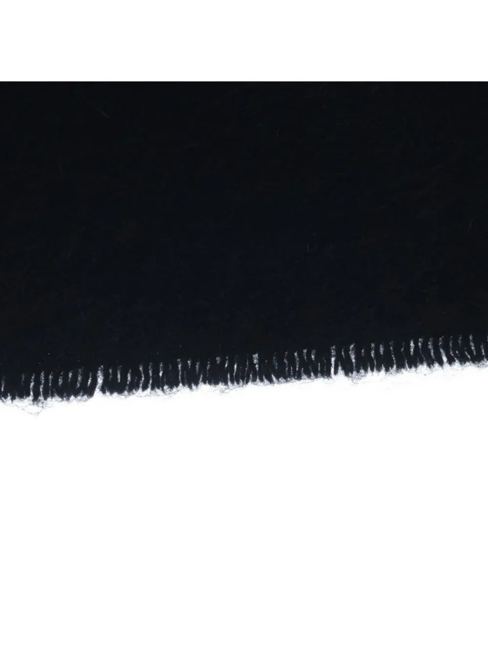 Hermes Logo Embroidery Cashmere Fringe Scarf Black